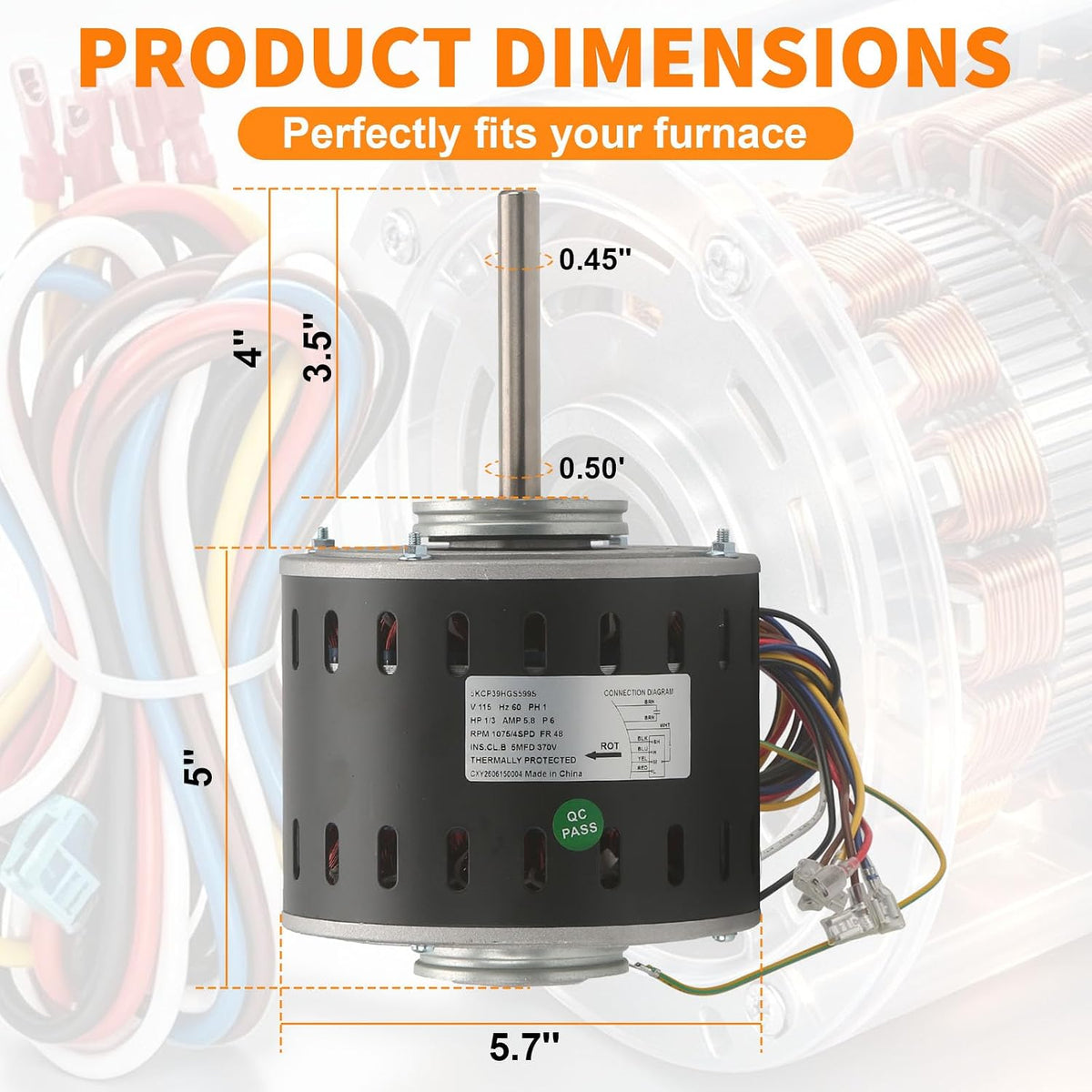 5KCP39HGS599S Furnace Blower Motor Fit for GE ＆ Trane Series
