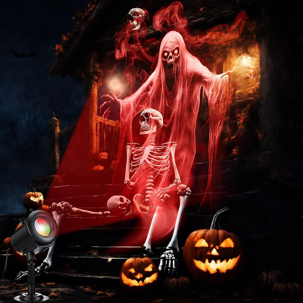 12 in 1 Halloween Projector Lights Outdoor 2026 Upgrade 3D Dynamic Window Indoor Decorations Skull Ghost Bats Witch