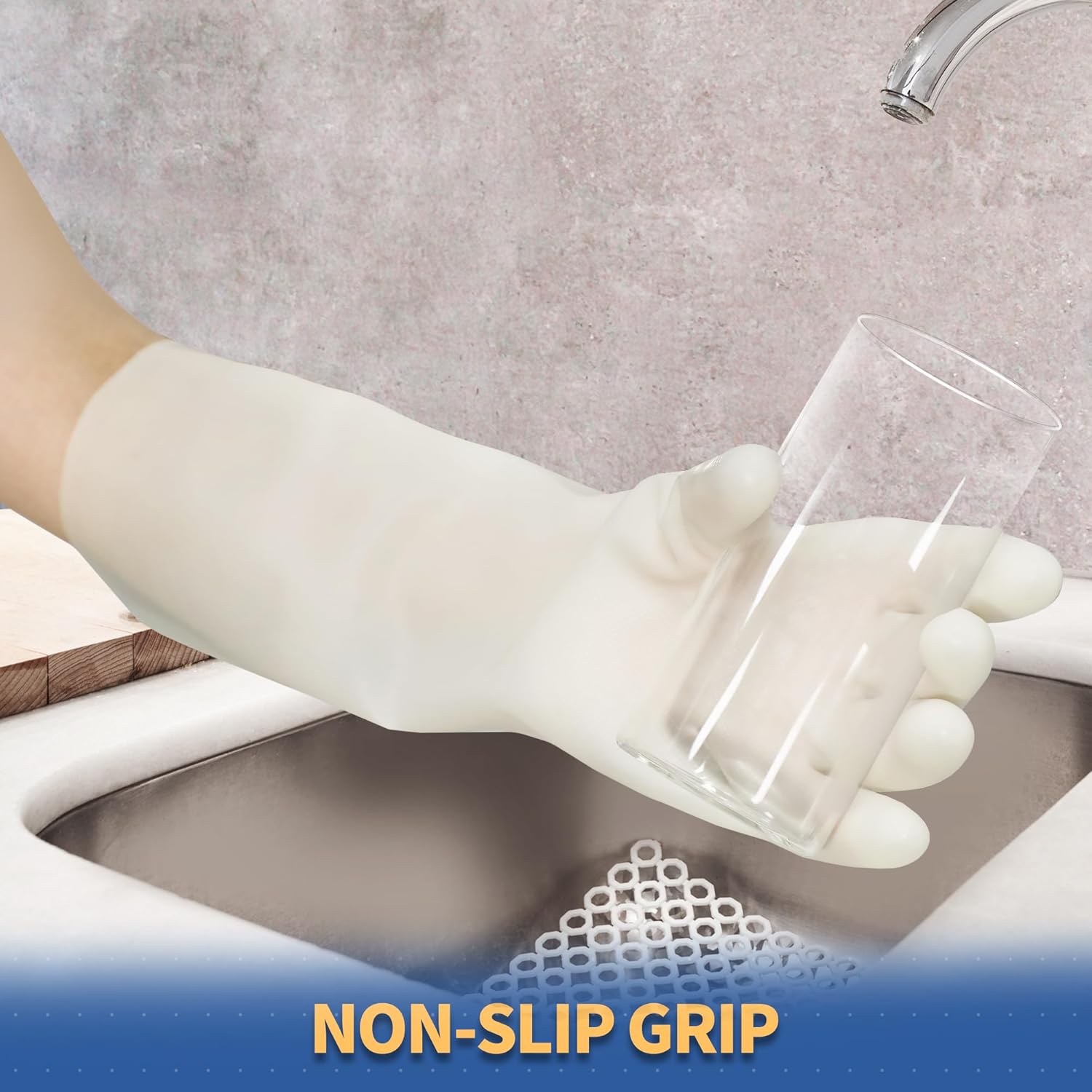 Nitrile Cleaning Gloves, Long Cuff Dishwashing Gloves Heavy Duty, Reusable Medium Gloves for Kitchen, Bathroom