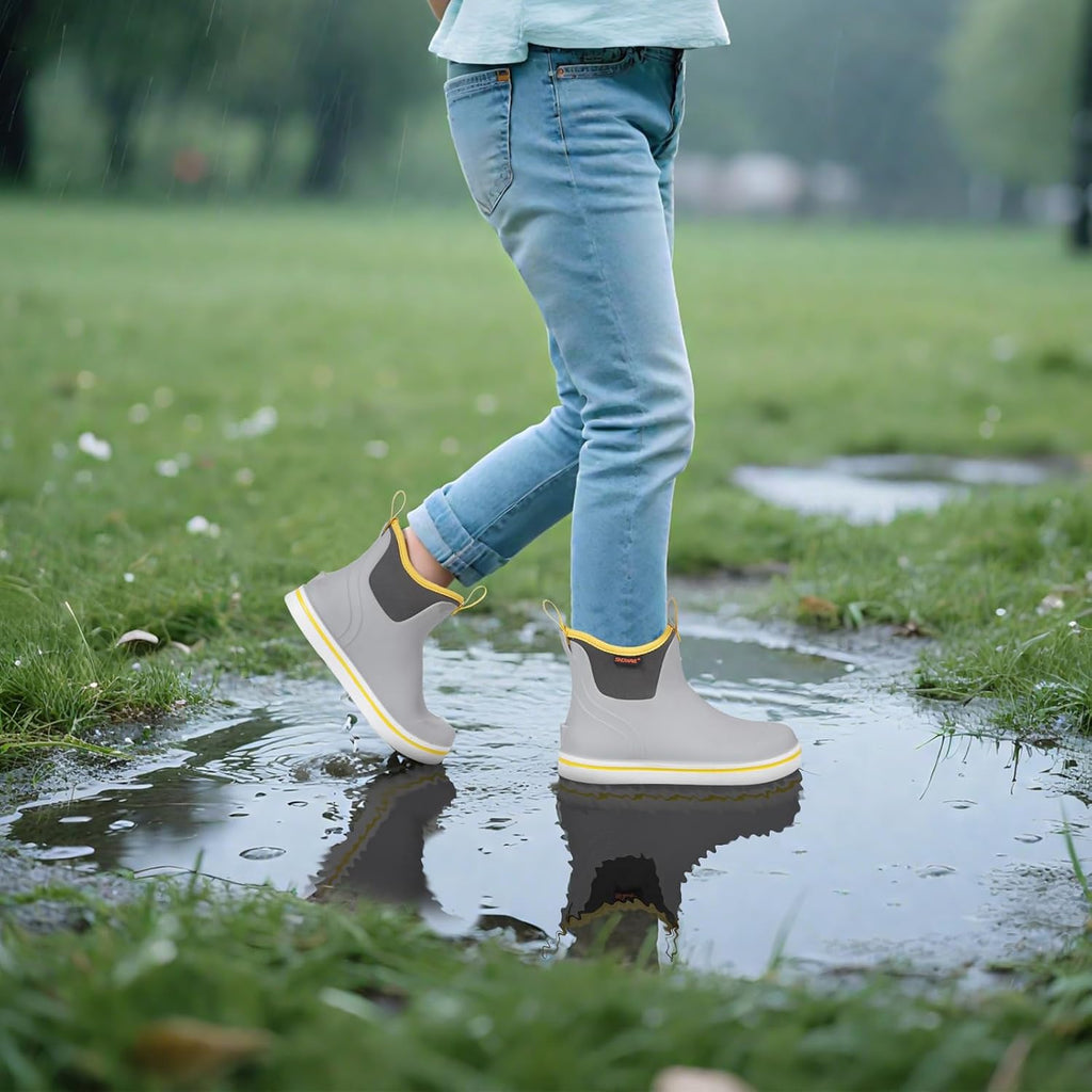 Rain Boots Kids Waterproof Deck Boots Girls Boys Mud Booties