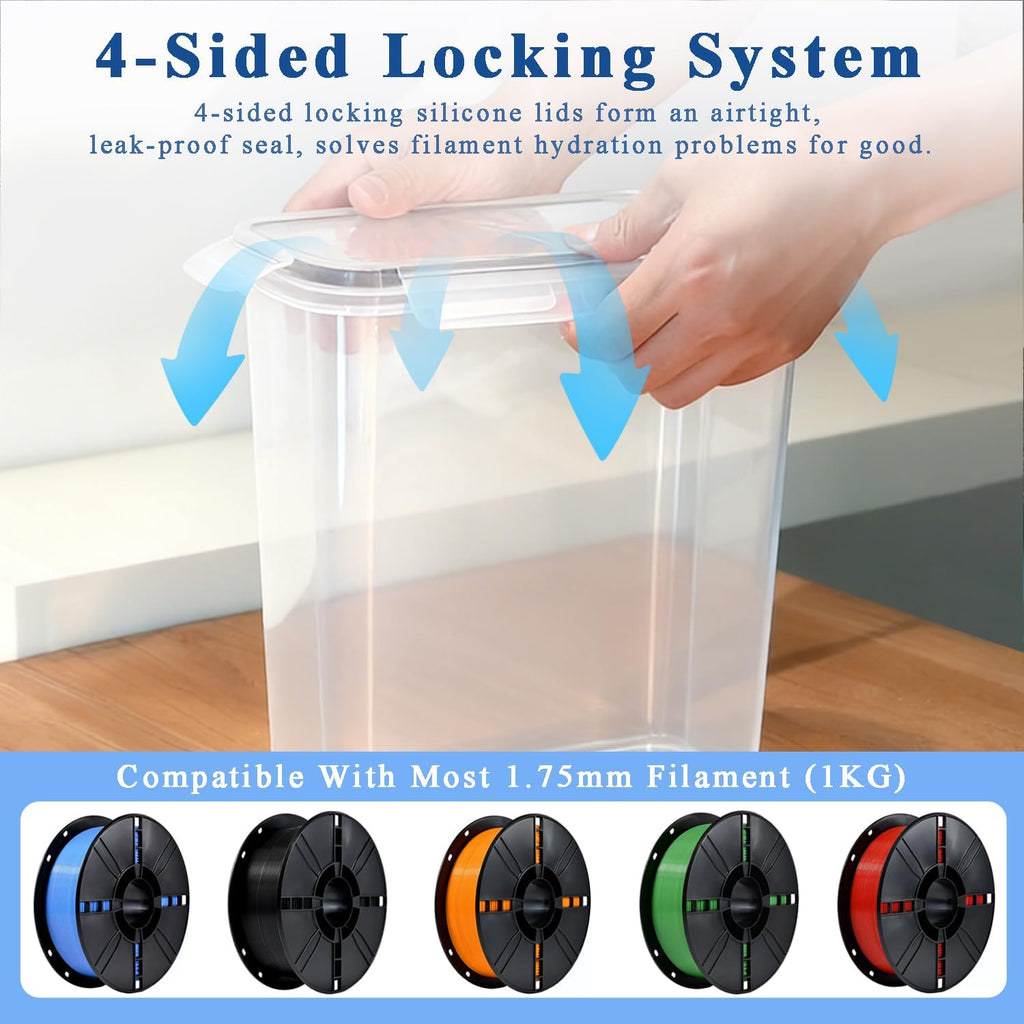 Airtight Filament Storage Box 4 Pack, PLA ABS PETG TPU Spools Storage | Water-Proof & Dust-Proof & Prevent Moisture