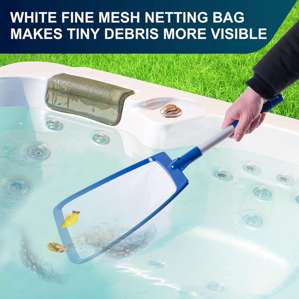 Hot Tub Skimmer Net Handheld, Professional Pool, Spa, Pound Skimmer Net with Aluminum Pole Handle, Deep Ultra Fine