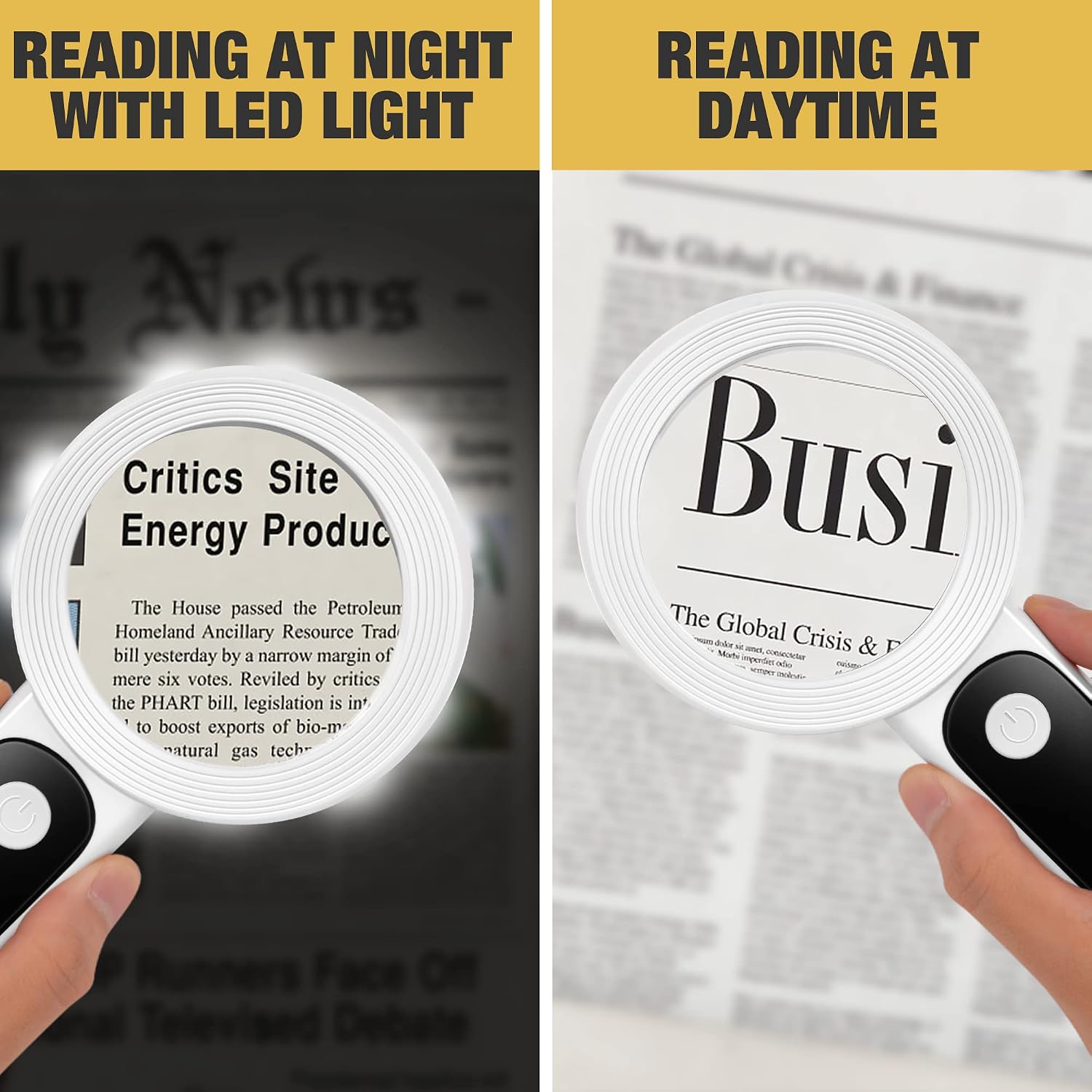 Magnifying Glass with Light, High Magnification Handheld Large Magnifying Glass 18LED Cold and Warm Light with 3