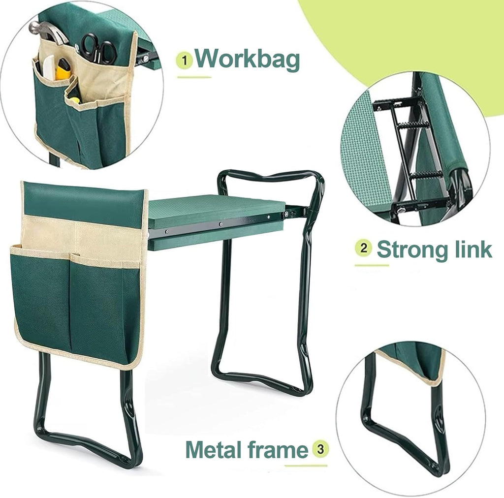 Garden Kneeler and Seat with Thicken & Widen Soft Kneeling Pad,Foldable Garden Stool Heavy Duty Gardening Bench for