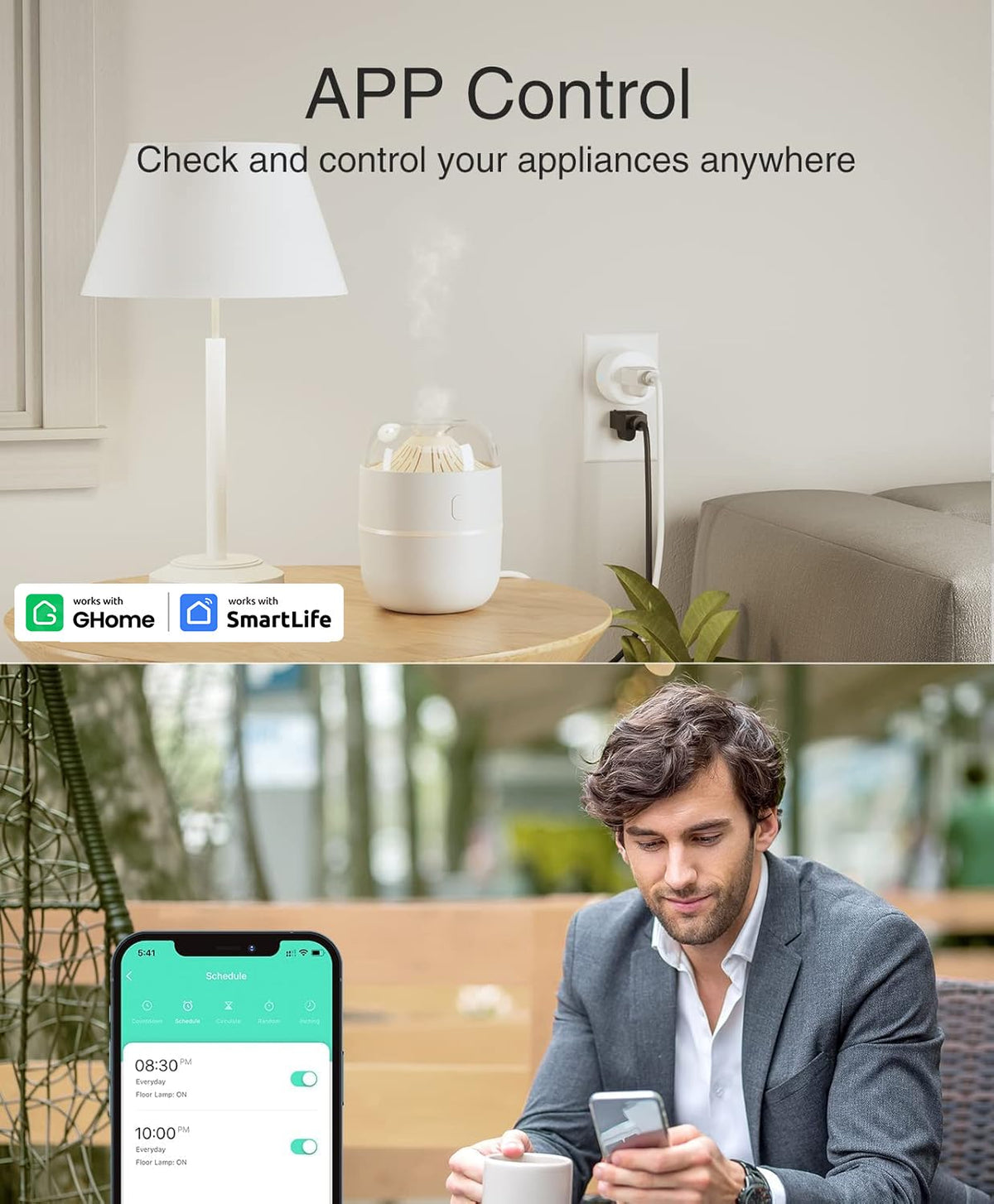 Plug Mini, WiFi Smart Outlet Plug Works with Alexa and Google Home, Timer Outlet with APP Control, 2.4GHz Network