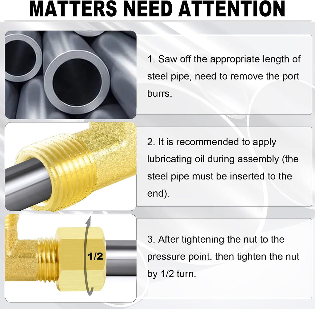 ChillWaves Brass Tee Compression Tube Fitting, 3/8" OD x 3/8" OD x 3/8" OD Compression Union Connector(5-PACK)