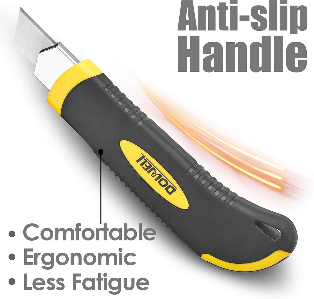 Utility Knife, Box Cutter Retractable,3 Pcs Blades Inside, 3-Pack | 3-pack retractable utility knife, 18mm SK5