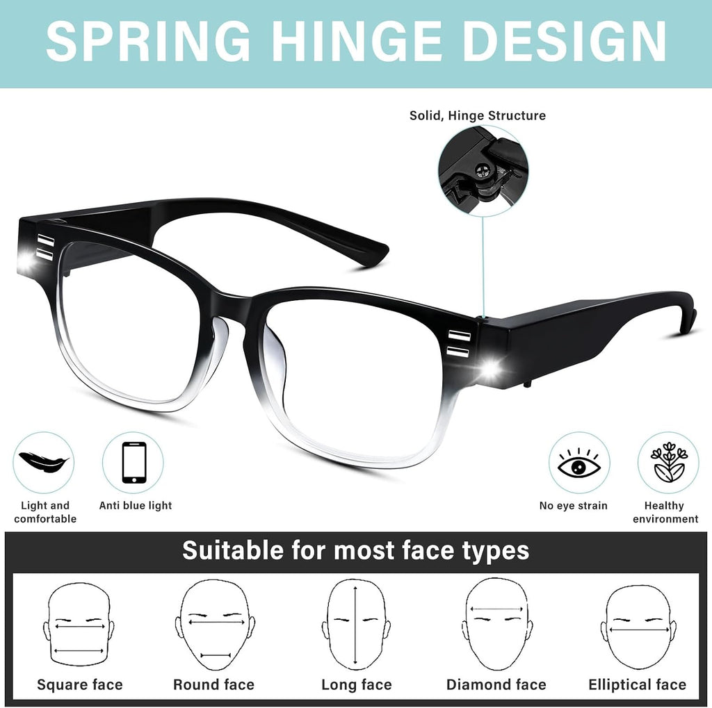 Magnifying Glasses with Light Reading Glasses Bright LED Readers with Lights Built in Glasses with Lights and