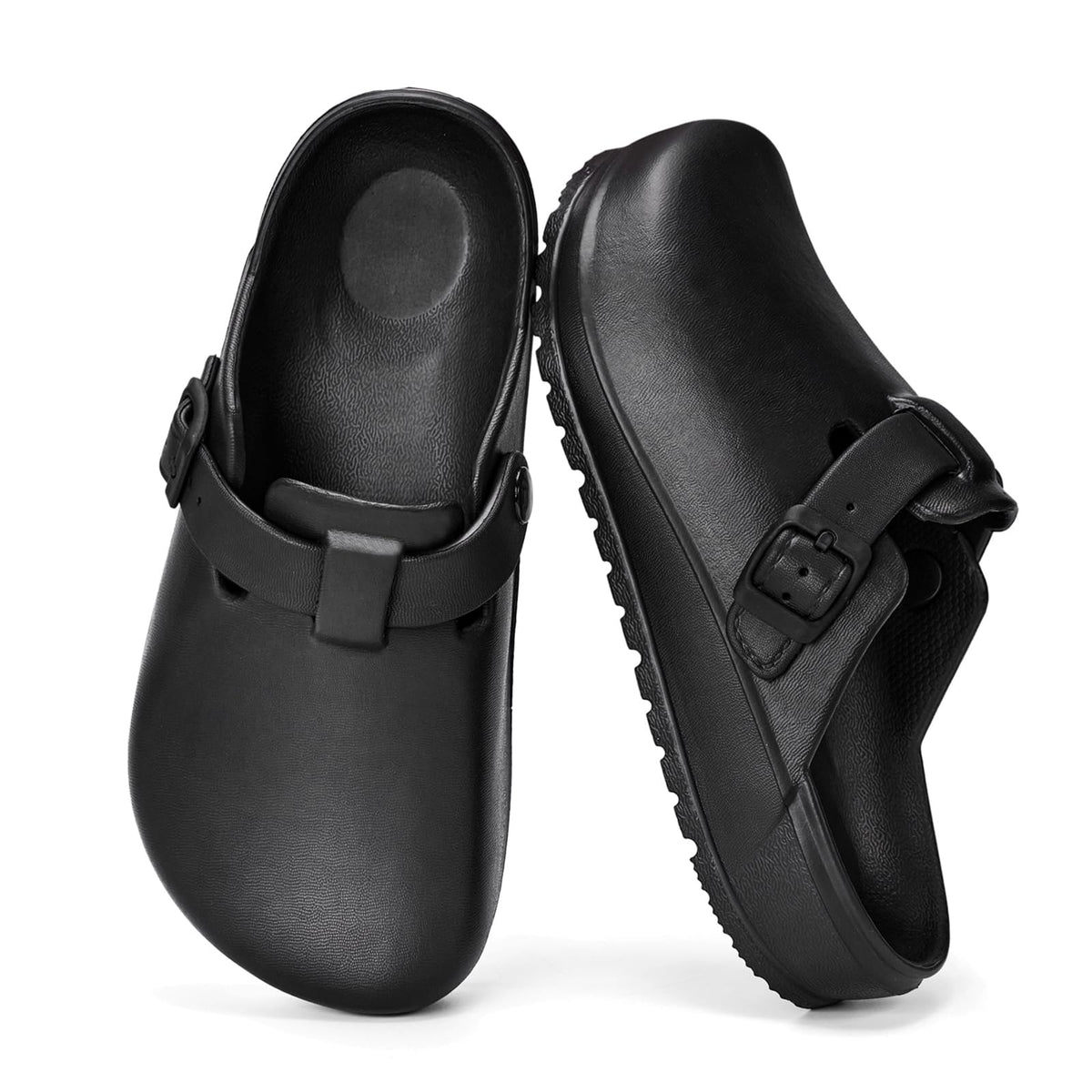 Arch Support Work Clogs Slip Resistant Shoes for Chef Nurse Black