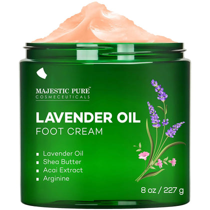 Lavender Oil Foot Cream, Warming Cream - Calluses, Dry Cracked Feet, Hands, Heels, Elbow, Nails, and Knees - Softens