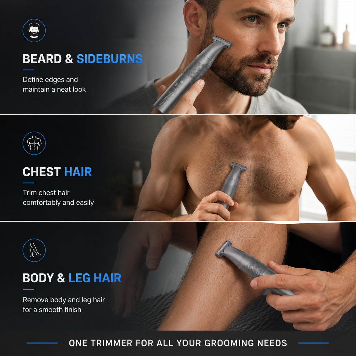 Beard Trimmer for Men, 120Min Runtime, IPX7 Waterproof