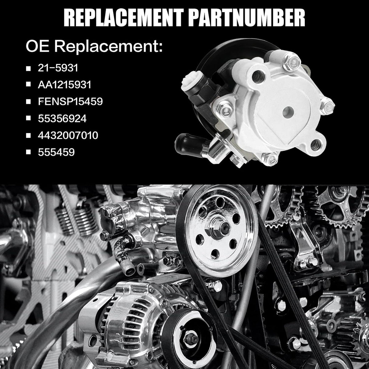 Power Steering Pump with Pulley for 3.0 3.3 Toyota Camry