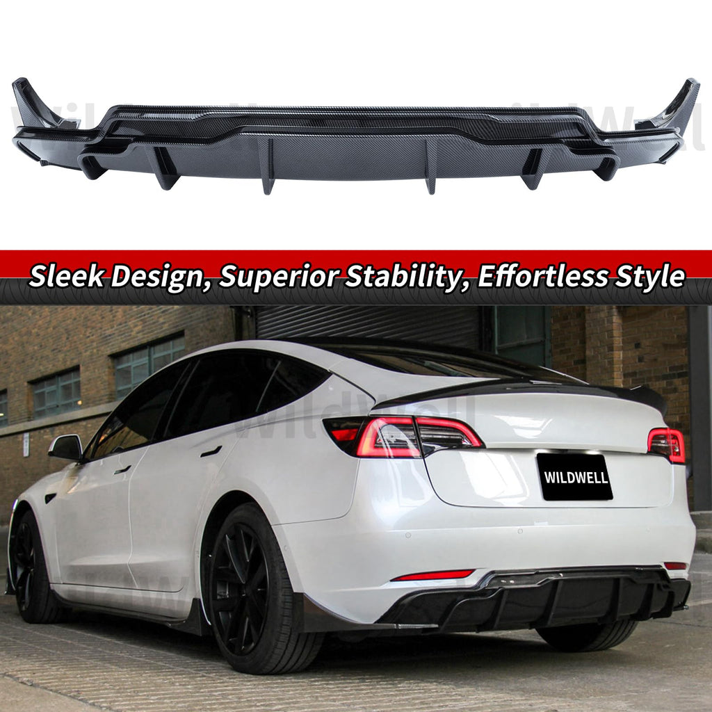 WildWell Rear Bumper Diffuser Compatible with 2017-2023 Tesla Model 3
