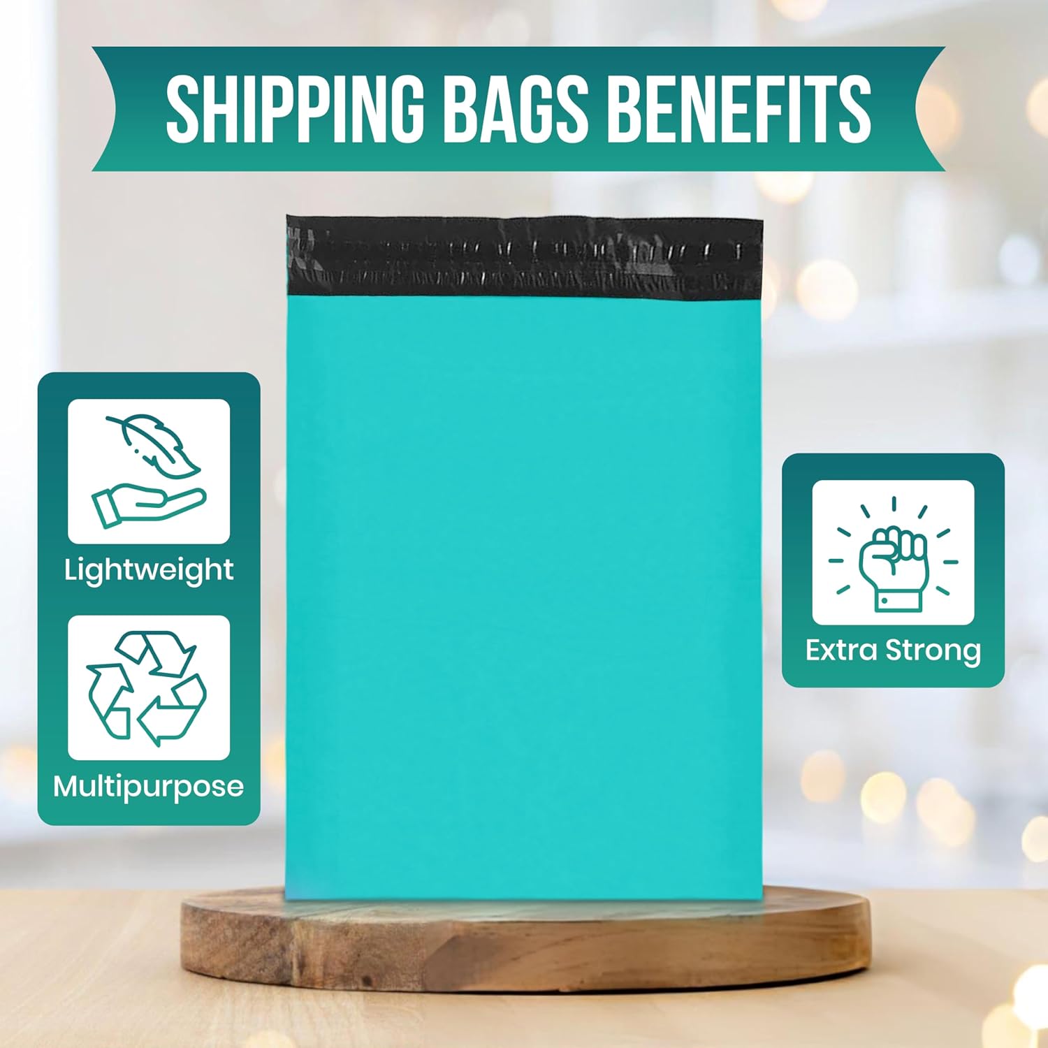 #2 7.5x10.5 [3000 Pack] Teal Poly Mailers Shipping Bags, Strong Mailing Envelopes, Multipurpose Mailers, Waterproof &