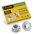 M5 Flange Nuts 175Pcs, Metric M5-0.8mm Serrated Flange Hex Nuts 304 Stainless Steel 18-8, Bright Plain Finish