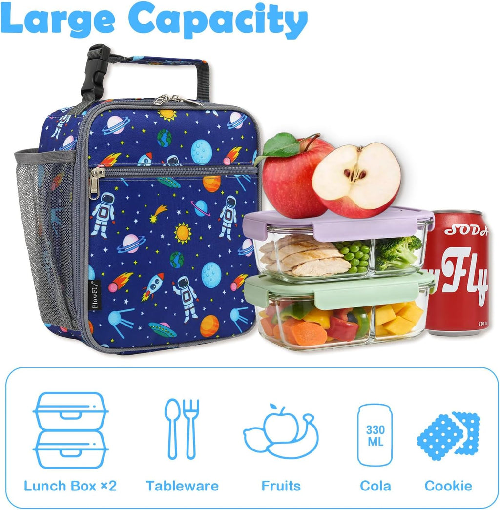 Kids Lunch box Insulated Soft Bag Mini Cooler Back to School Thermal Meal Tote Kit for Girls, Boys, Astronaut