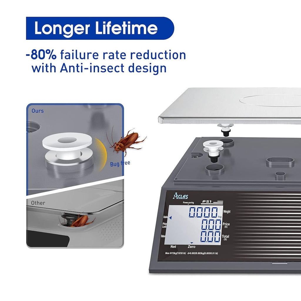 NTEP Certified Price Computing Scale 60lbs Legal for Trade RS-232 Port to POS/ECR Commercial Retail Scale for Food