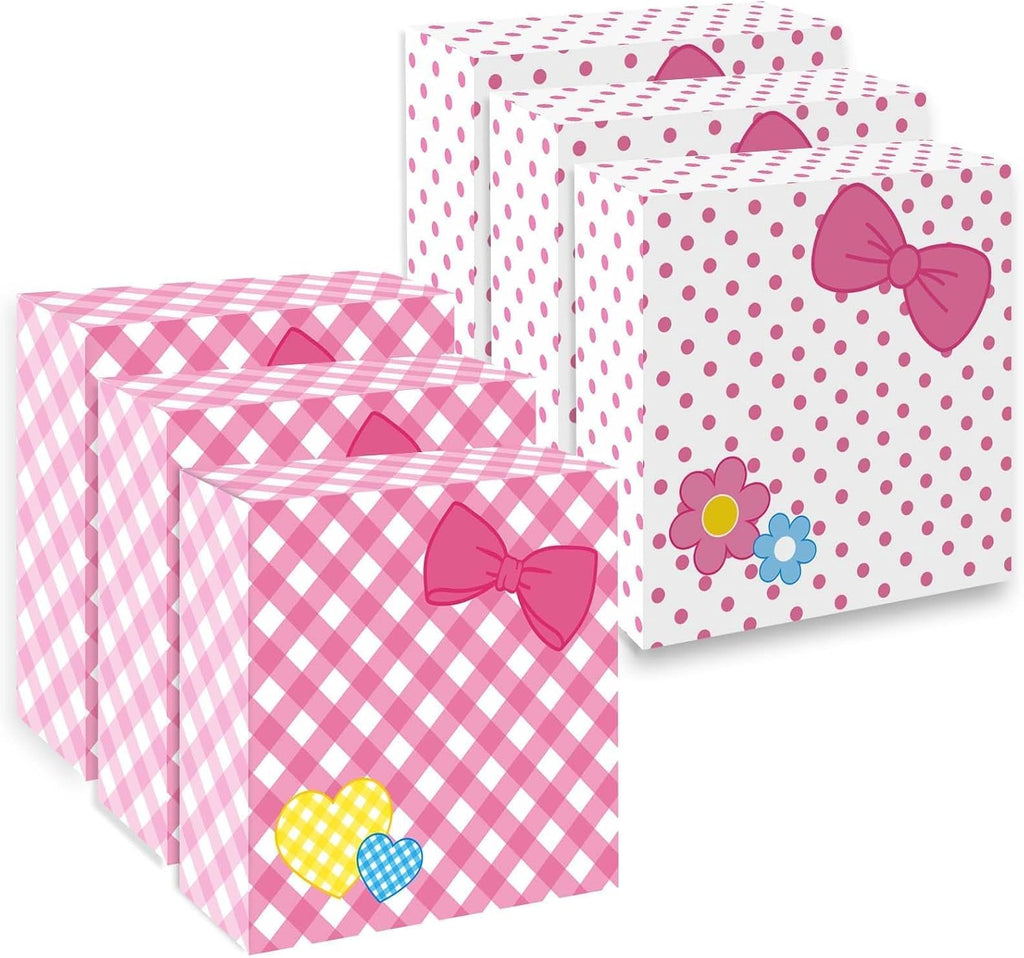 6Pcs Designed Gift Boxes With Lids,Bow Pattern Shirt Box, 12 * 12 * 4Inch Extra Large Pink and White Medium Clothes