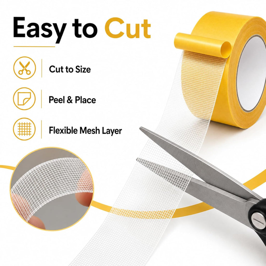 Grid Double-Sided Tape, Heavy Duty Fiberglass Mesh Mounting Tape