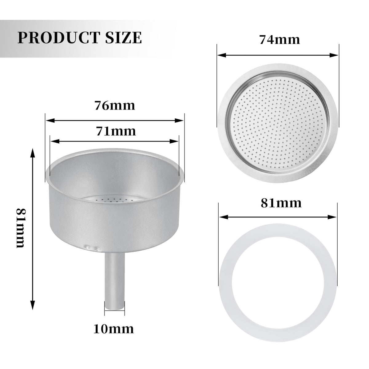 Espresso Maker Filter Basket, 9 Cup Moka Pot Replacement Funnel