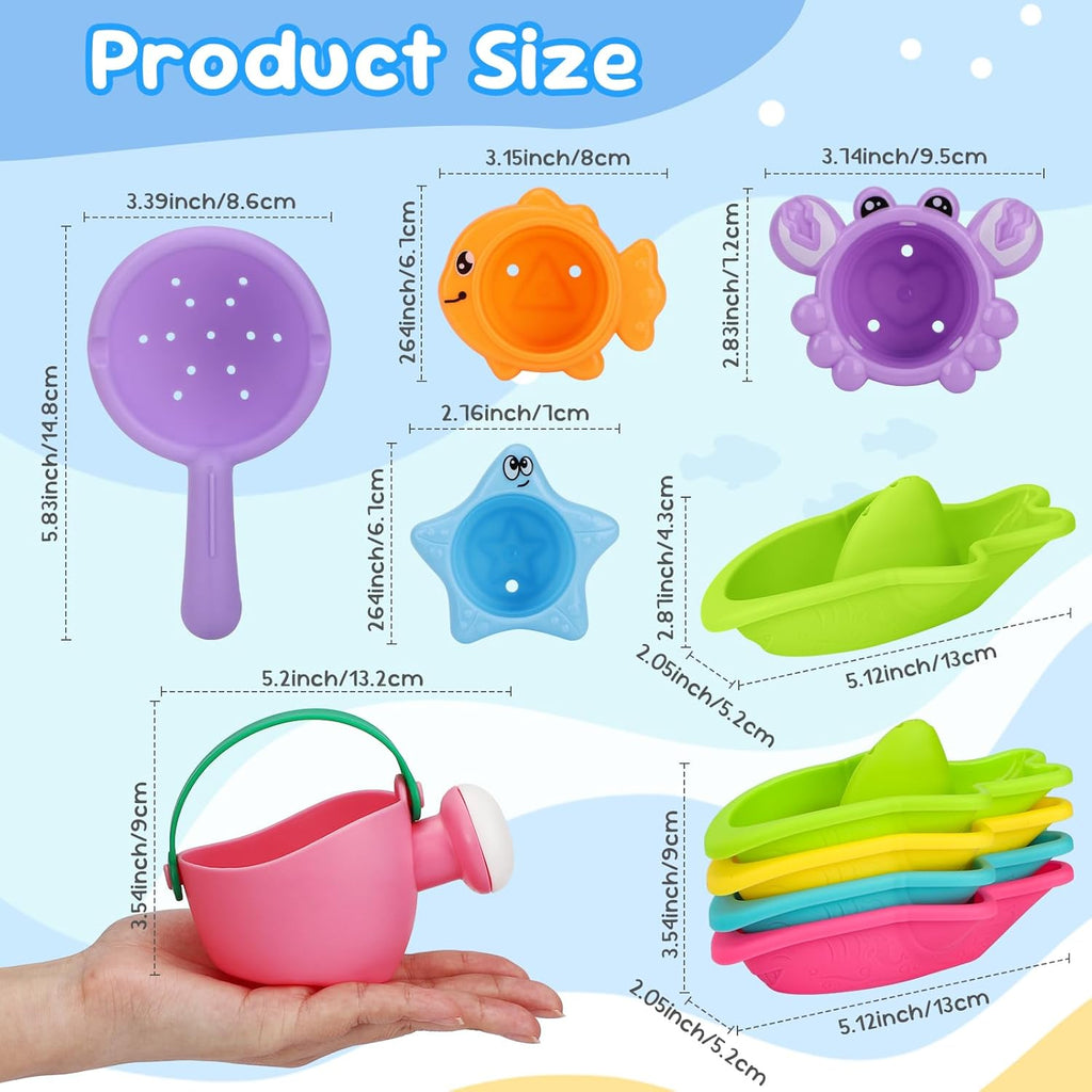 Baby Bath Toys for Kids Ages 1-3 Toddler Bath Toys Mold Free for 2-4 Bathtub Sand Beach Pool Water Toys for 1+ Year