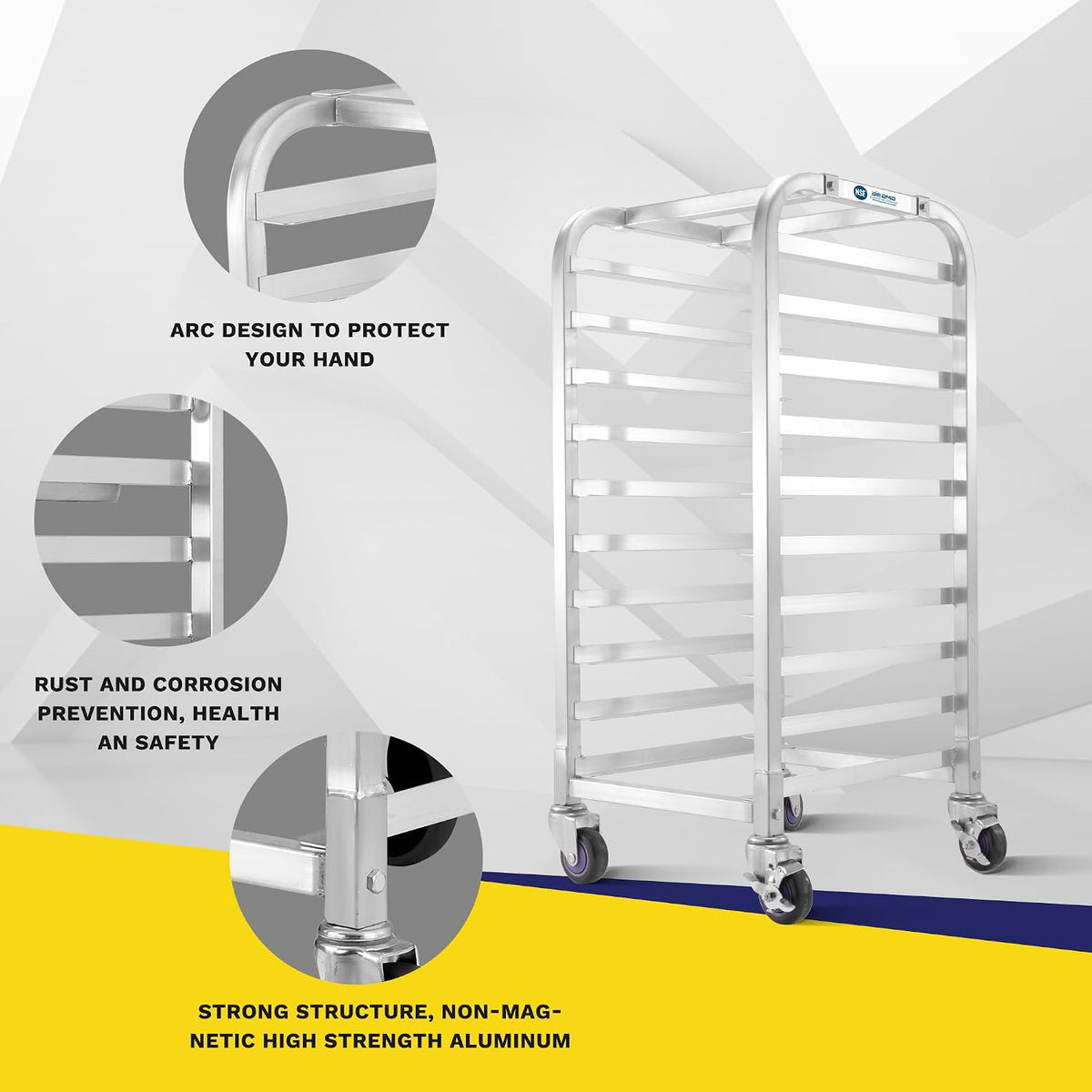 10-Tier Half Sheet Pan Rack with Cover, NSF Aluminum Speed Rack