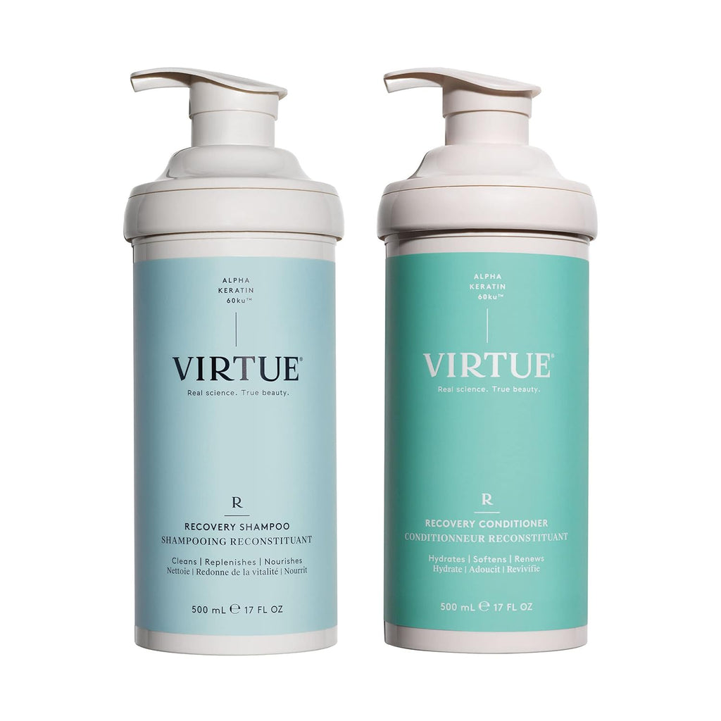 Virtue Recovery Sulfate Free Shampoo and Conditioner Set with Keratin Hydrates, Softens, and Renews Damaged Hair