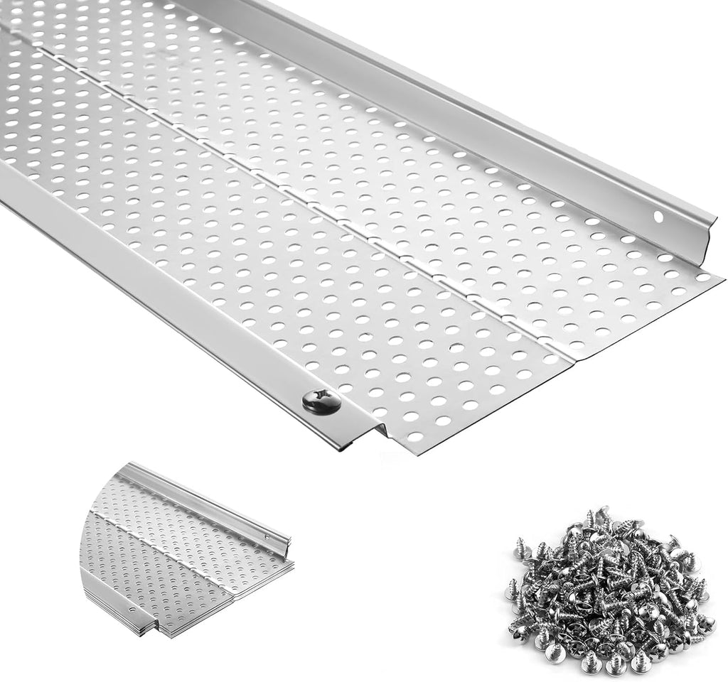 5 inch Gutter Guard, 13 Pack-52ft, Aluminum Rain Gutter Guard, DIY Leaf Filter Gutter Guard Protection Cover, Raptor