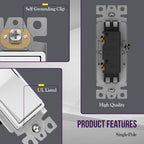 ENERLITES White Single Pole Decorator Paddle Light Switch, 15A, 10 Pack