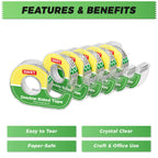 Double-Sided Tape, 1/2 in x 300 in, 12 Pack with Dispensers