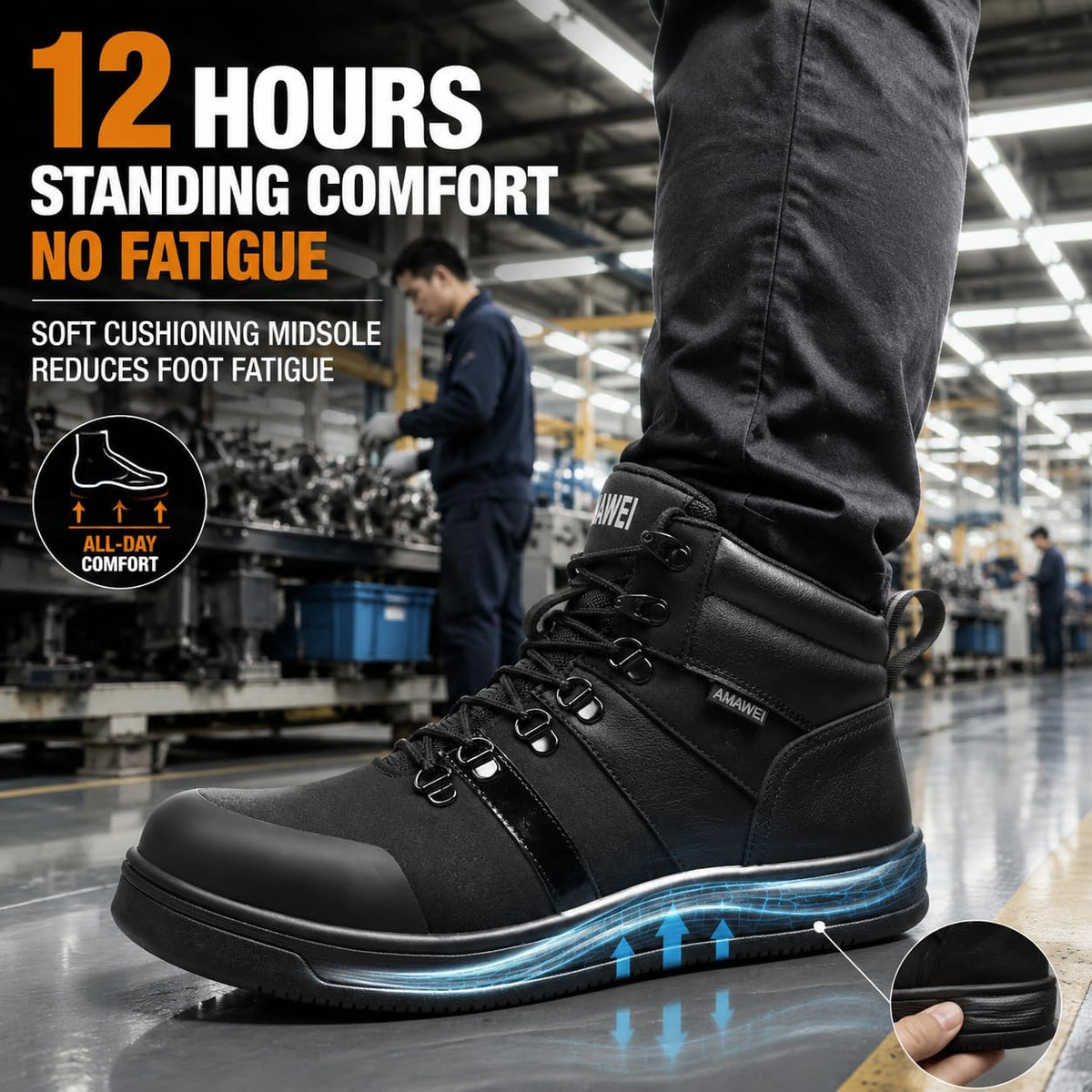 Steel Toe Boots For Men,Non Slip Work Boots