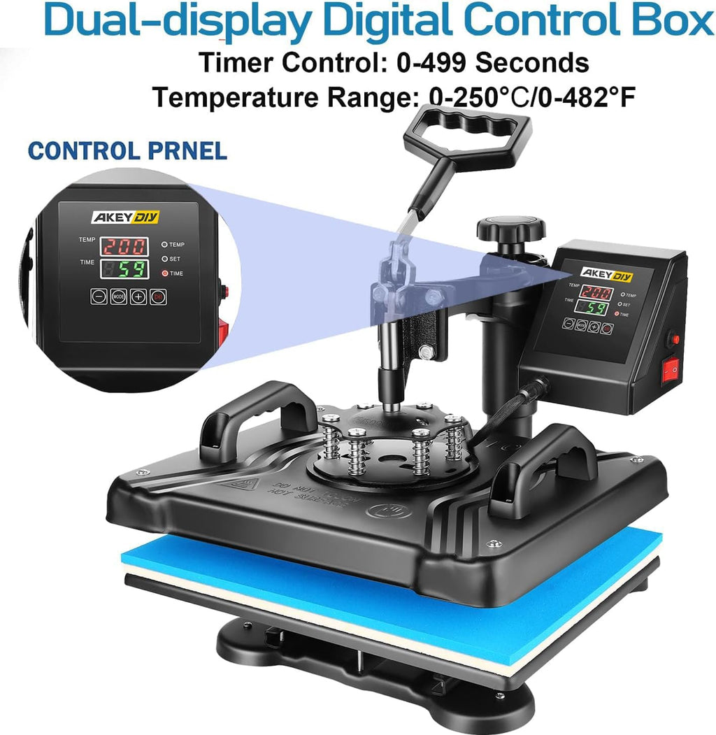 Professional 5 in 1 Heat Press Machine for t Shirts Digital Heat Press Combo 12" x 15" 360-degree Swing Aweay Shirt