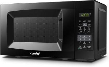 Countertop Microwave Oven, 0.7 Cu.Ft, 700W, Black, ECO Mode | Sound On/Off, One-Touch Buttons, Child Safety Lock