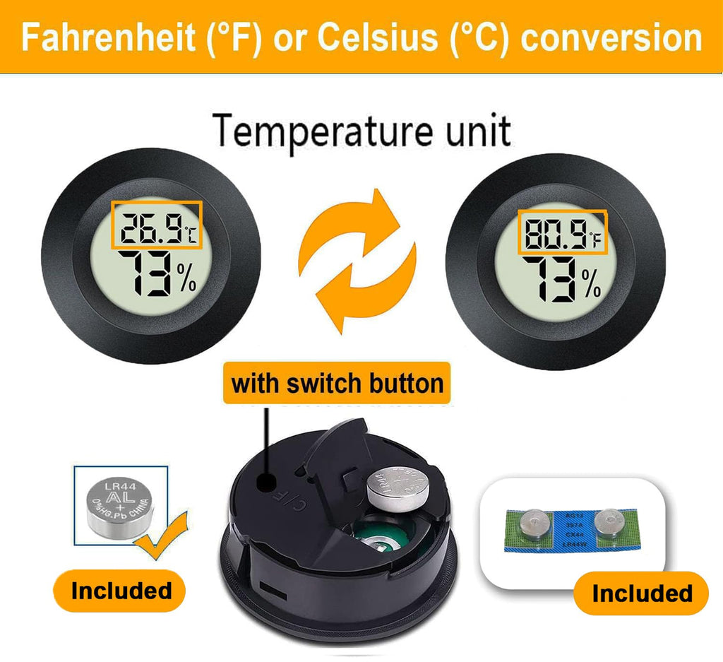 2 Pack Hygrometer Thermometer Digital Humidity Meter Indoor/Outdoor Humidity Monitor Reptile Thermo-Hygrometer for