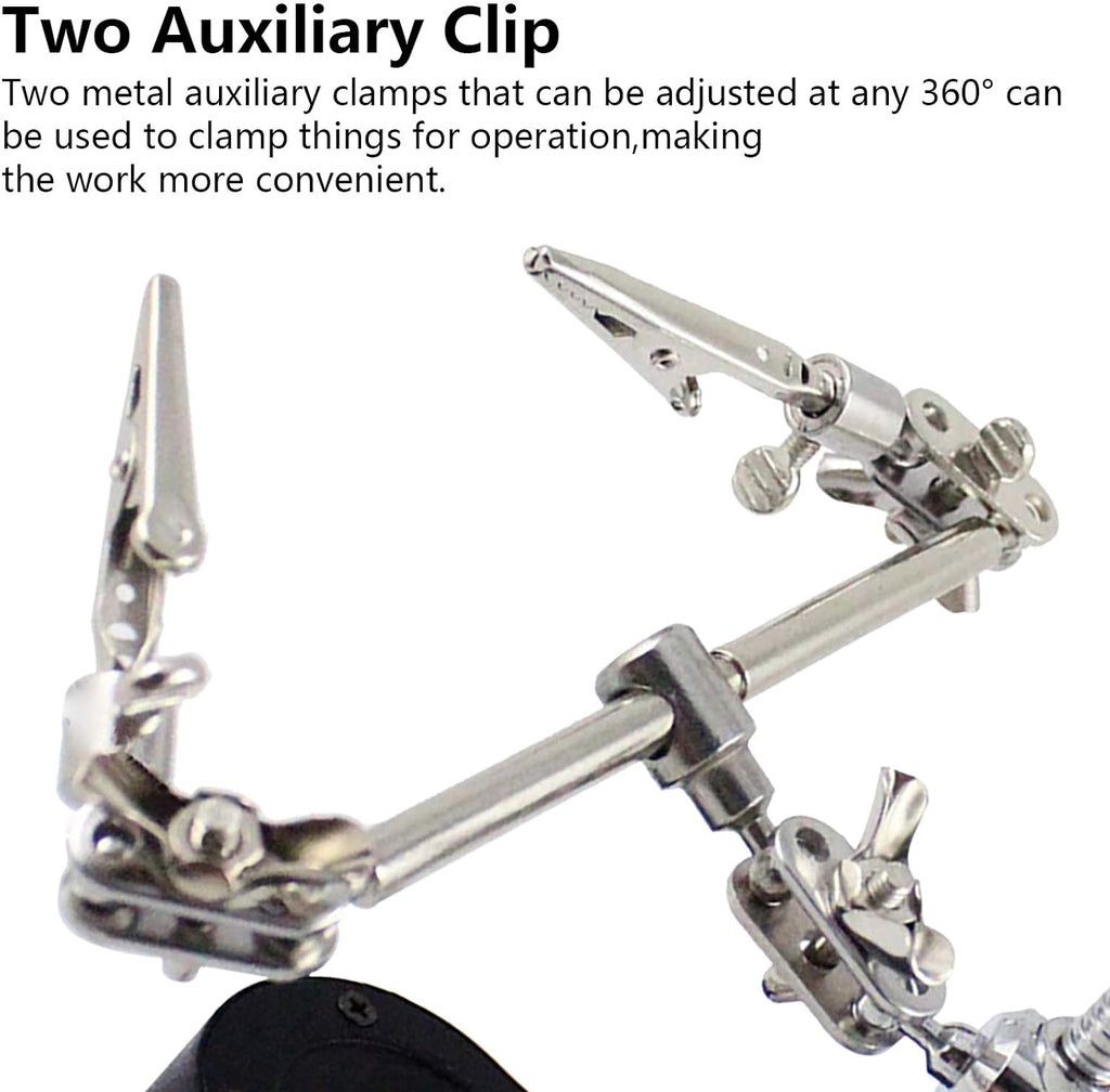 3.5X12X Helping Hands Soldering Station with LED Light & Alligator Clips