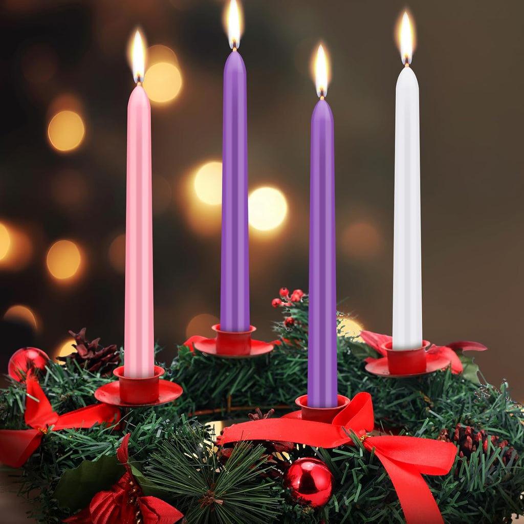 10pcs 10In Christmas Advent Candle Clear Glass Candlestick Holder Set