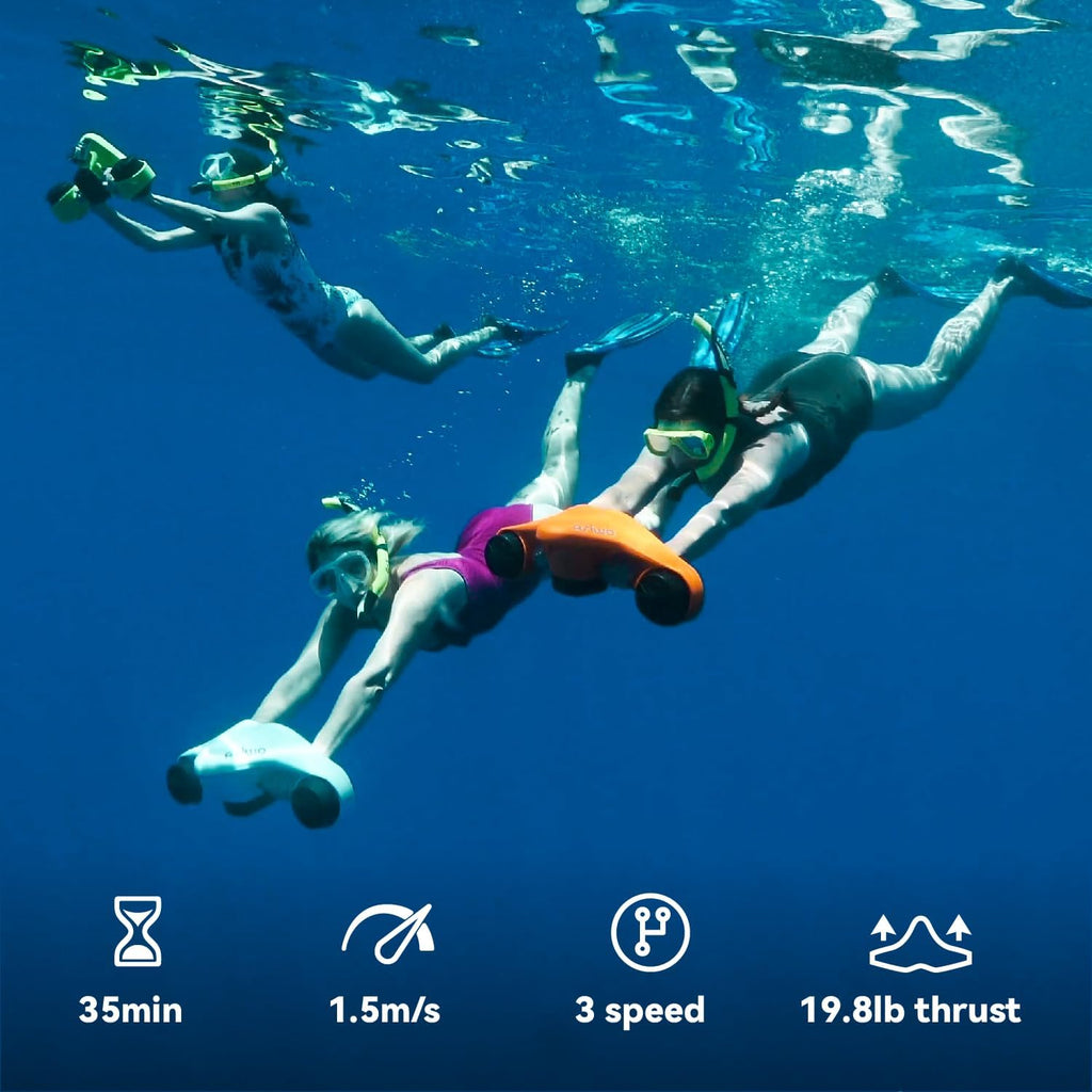 Manta Underwater Scooter for Adults, Dual-Motor Sea Scooter, 3 Speeds, 35-Min Runtime, 131-ft Depth, 19.8-lb Thrust