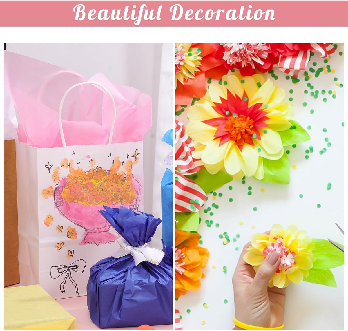 160 Sheets Tissue Paper for Gift Bags 20 X 14 Inches Multicolor