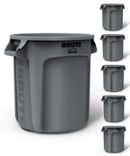 BRUTE Trash Can, Gray, 10-Gal, Pack of 6