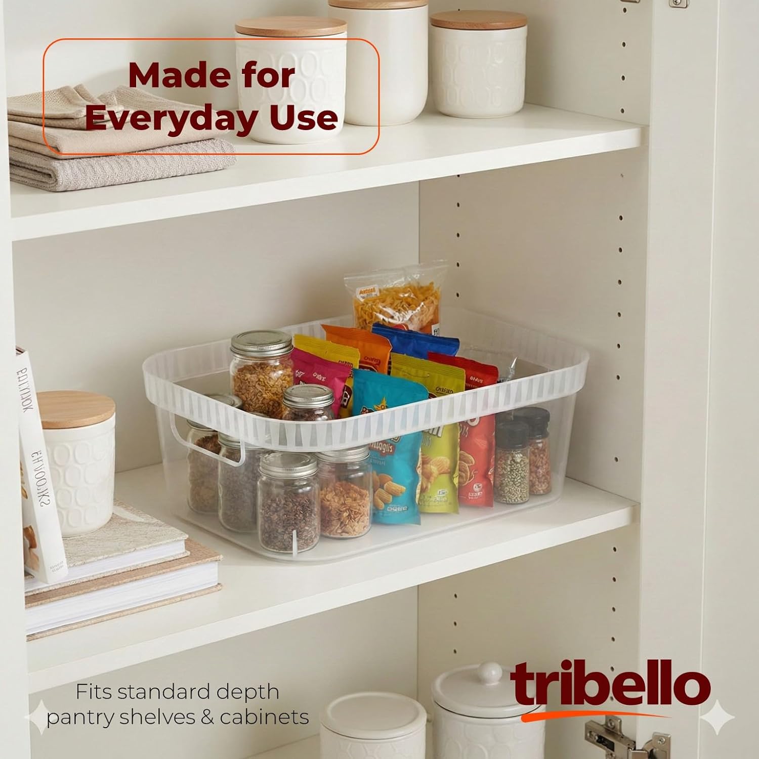 Modern Cabinet Organizers And Storage Pantry Shelf Organizer - Clear Plastic Storage Bins - (Medium - 12” X 8” X 4”)