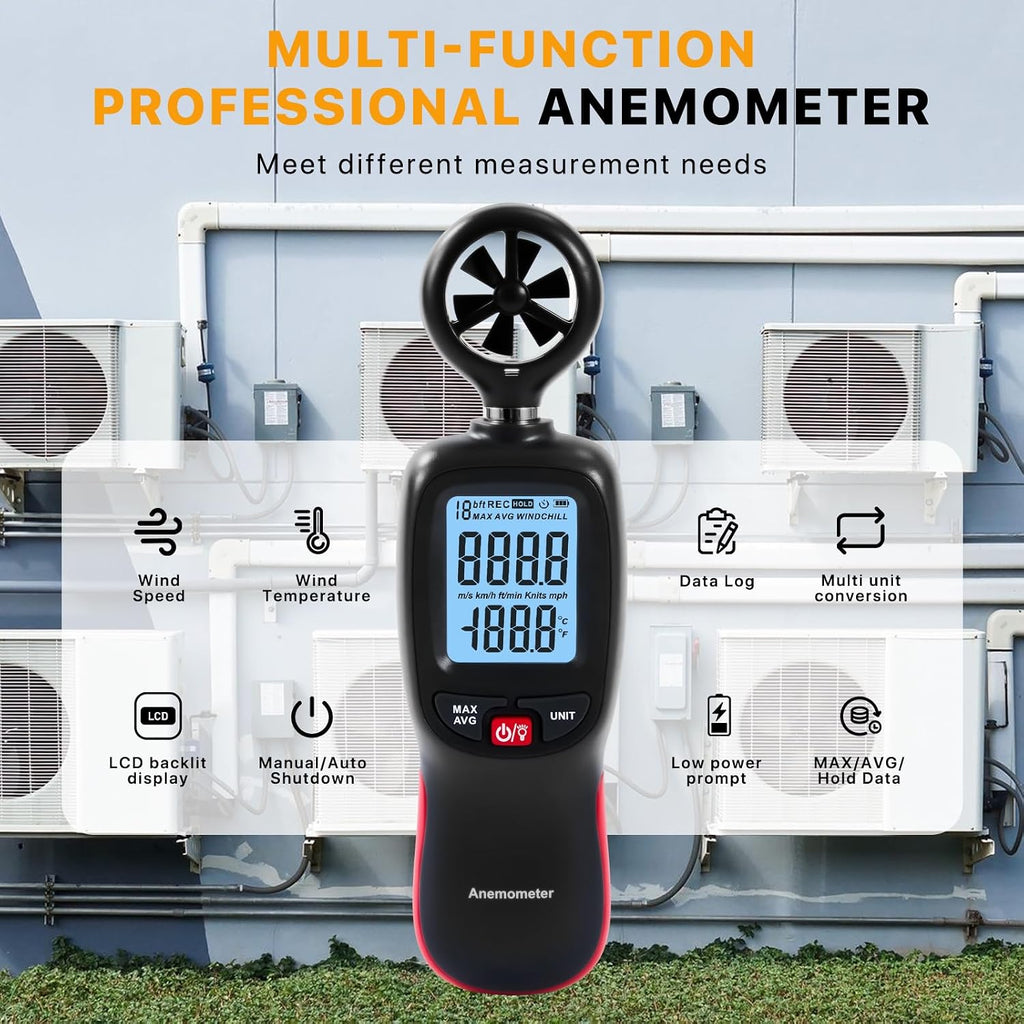 DA-01 Anemometer, Wind Speed Meter and Temperature Monitor