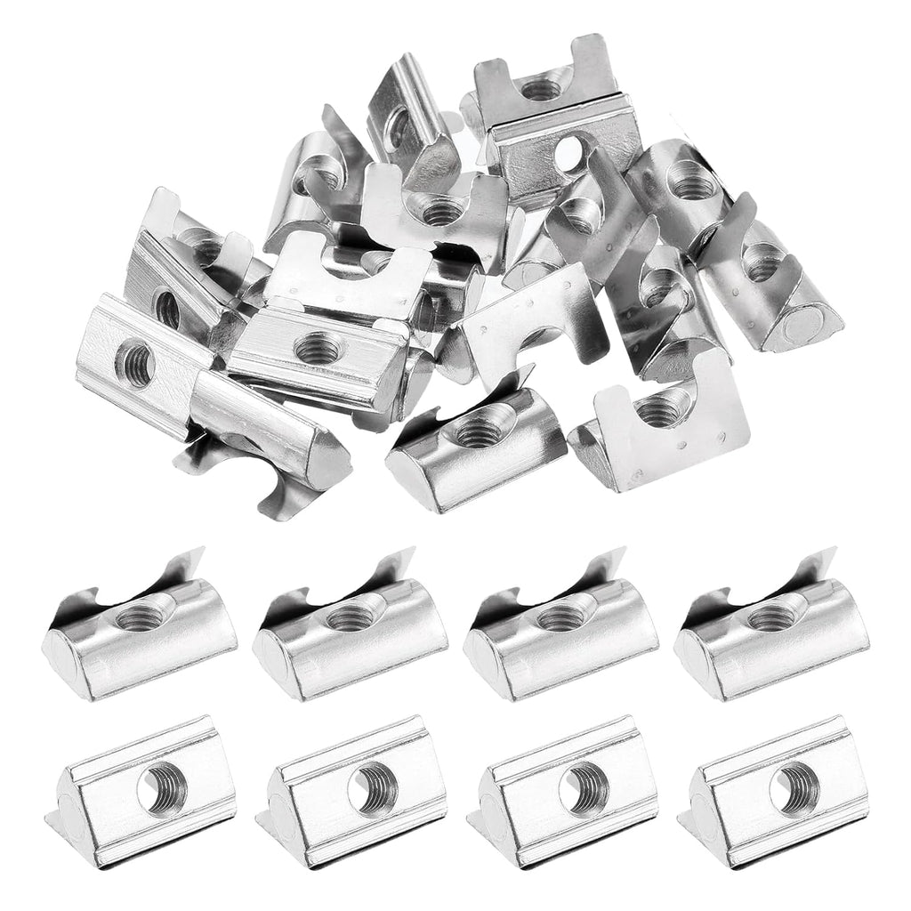 uxcell 20Pcs M6 T Nut Roll in Spring T Nut 3030/4040 Series W/Spring Sheet