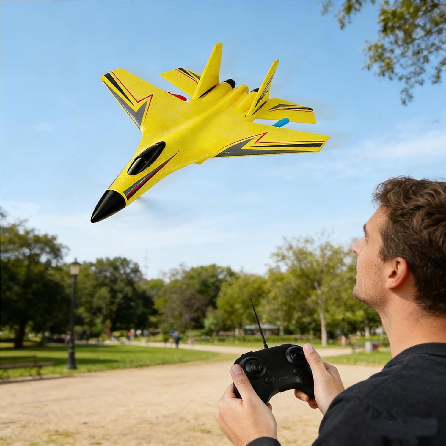 RC Plane,Foam Remote Control Airplanes,2.4GHz RC Airplane Fighter Jet Drone with LED Light, 360° Flip,Easy to Fly RC