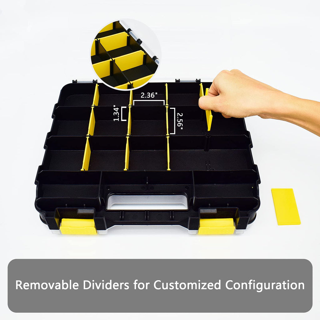 Tools Organizer Box Small Parts Storage Box 34-Compartment Double Side Hardware Organizers with Removable Plastic