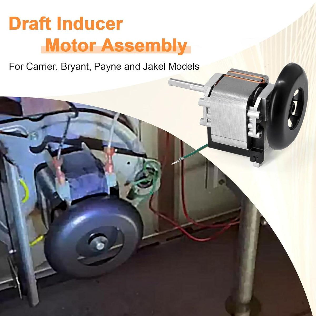 Criditpid 318984-753 HC21ZE117 Draft Inducer Motor with LA11AA005 Blower Wheel Kit for Carrier Furnace, HC21ZE114A 318984753 Furnace Draft Inducer Motor for Carrier, Bryant, Payne and Jakel.
