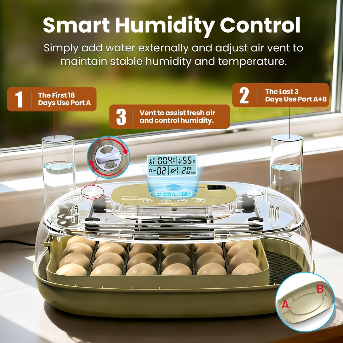 Incubators for Hatching Eggs,24 Eggs Capacity with Automatic Turning, Accurate Temp & Humidity Control, Egg Candler