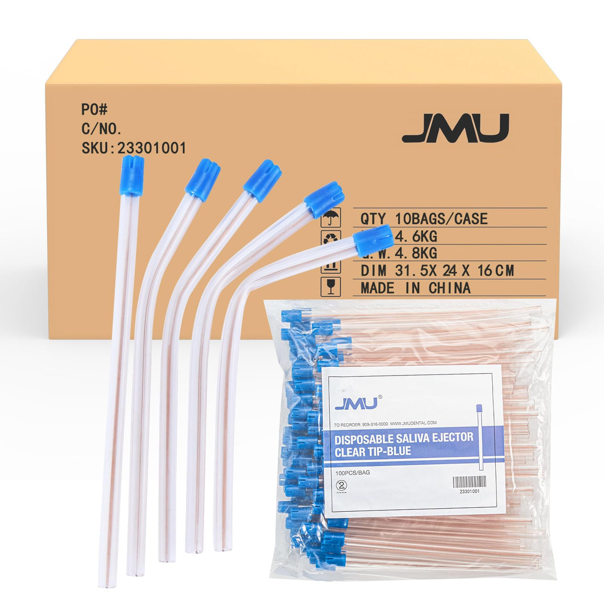 1000pcs Dental Saliva Ejectors, Disposable Suction Tips Flexible Tube