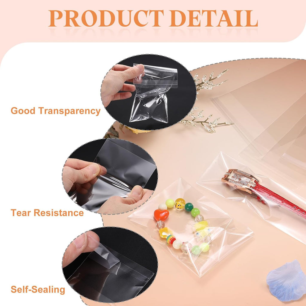 300Pcs Self-Sealing Cello Bags, 1x6 Inch Long Clear Flap Poly Bags