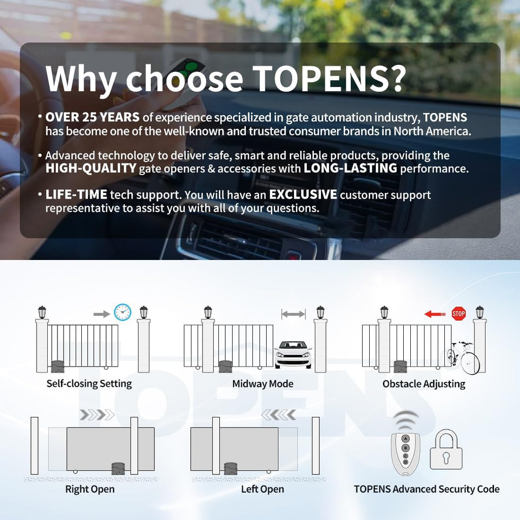 RK700T Automatic Sliding Gate Opener Rack Drive Electric Gate Motor for Heavy Driveway Slide Gates Up to 1600 Pounds