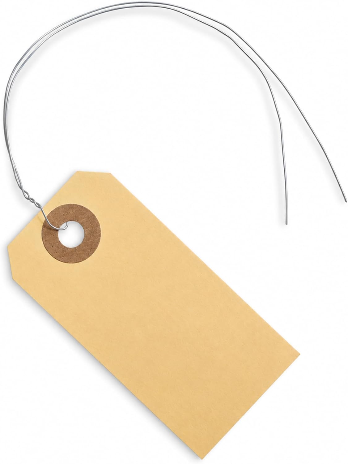 100 Small Manila Shipping Tags with Wire Attached, #1, 2 3/4" x 1 3/8"